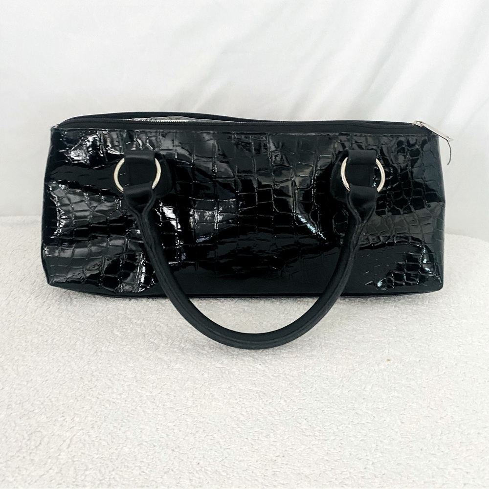 Insulated Wine Bottle Carrying Purse Faux Alligator Skin Black Bottle Opener Inc - Picture 2 of 7